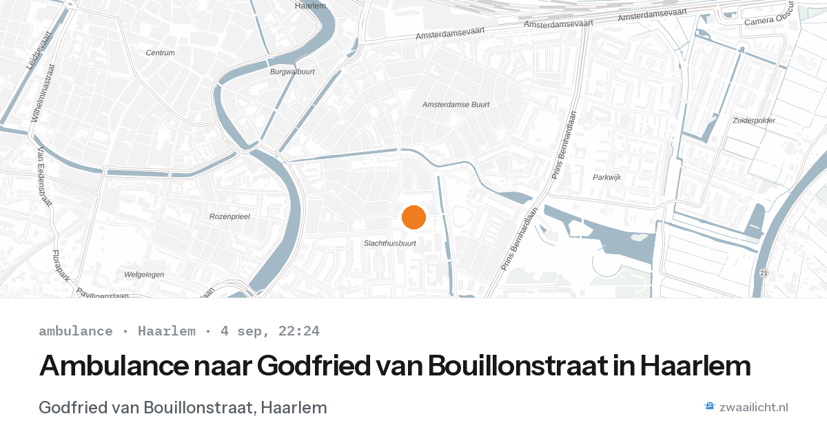 Ambulance naar Godfried van Bouillonstraat in Haarlem — 4 sep 2026