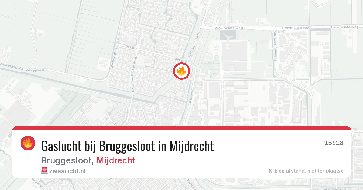 Gaslucht bij Bruggesloot in Mijdrecht — 28 jun 2026