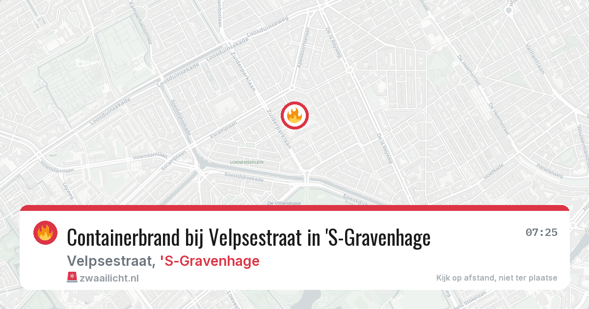 Containerbrand bij Velpsestraat in 'S-Gravenhage — 10 aug 2026