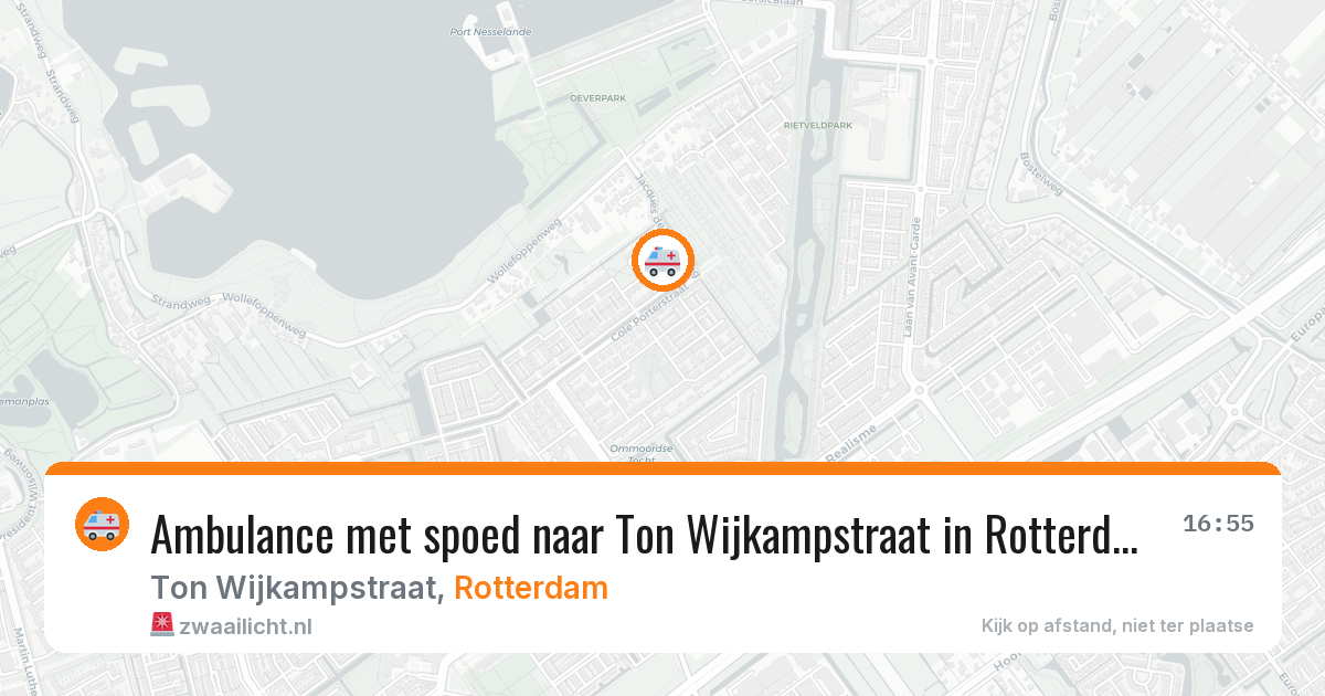 Ambulance met spoed naar Ton Wijkampstraat in Rotterdam — 3 aug 2026