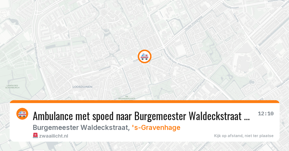Ambulance met spoed naar Burgemeester Waldeckstraat in 's-Gravenhage — 20 mrt 2026