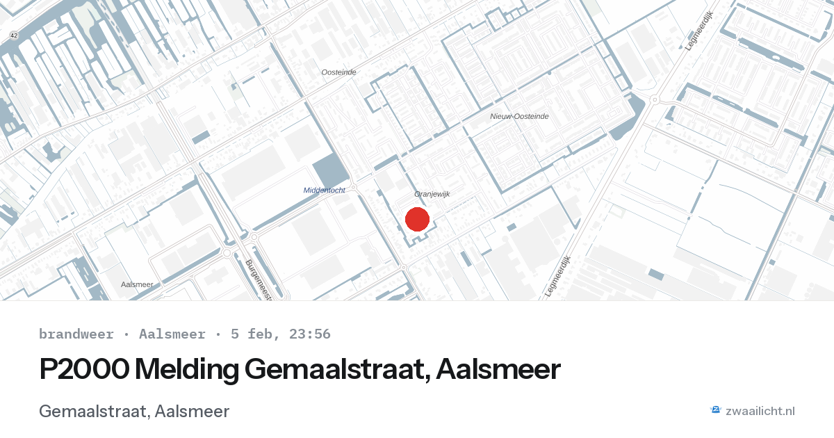 P2000 Melding Gemaalstraat, Aalsmeer — 5 feb 2026