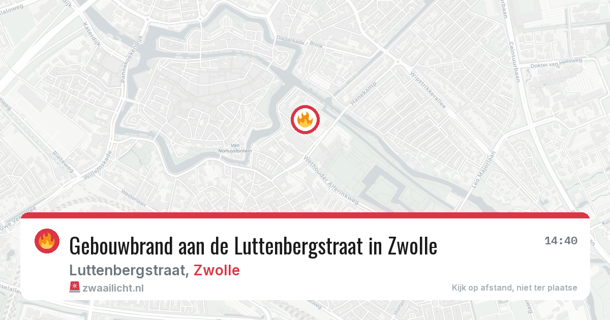 Gebouwbrand aan de Luttenbergstraat in Zwolle — 9 jul 2026