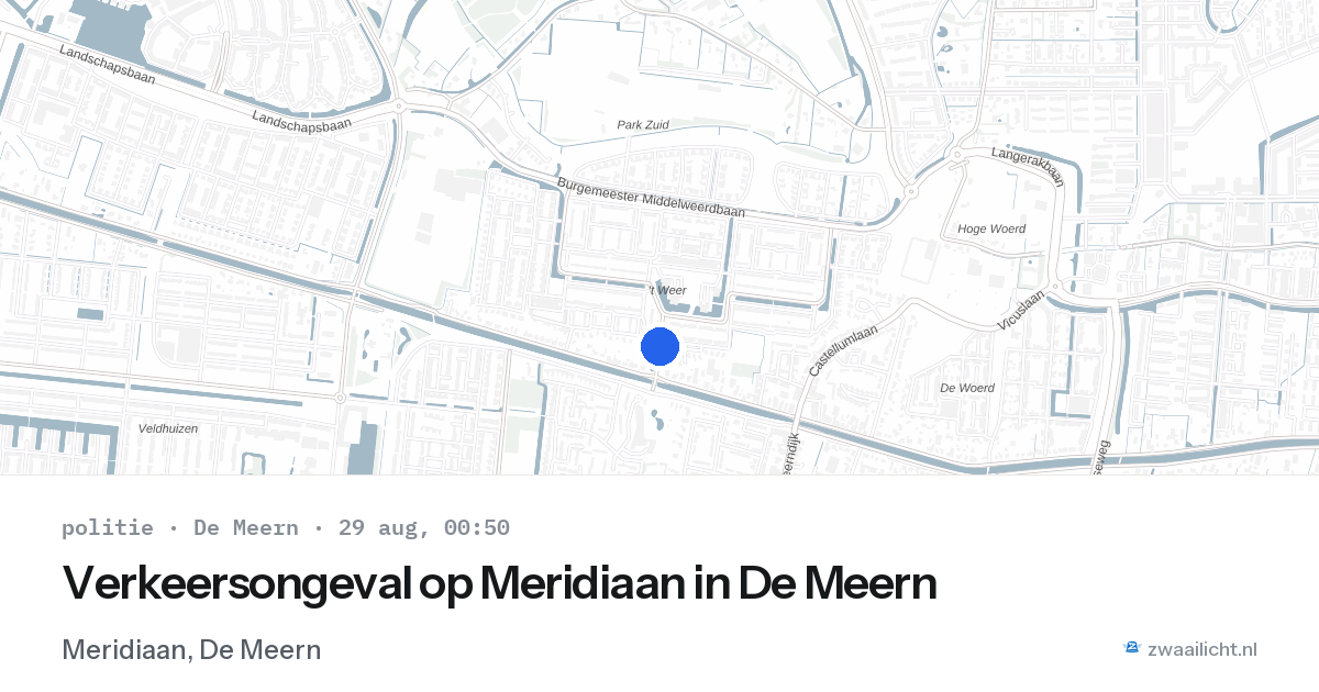 Verkeersongeval op Meridiaan in De Meern — 28 aug 2026