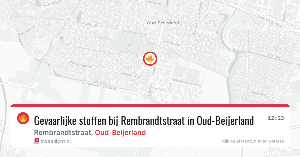 Gevaarlijke stoffen bij Rembrandtstraat in Oud-Beijerland — 12 jun 2026