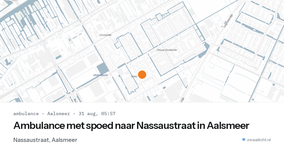Ambulance met spoed naar Nassaustraat in Aalsmeer — 31 aug 2026