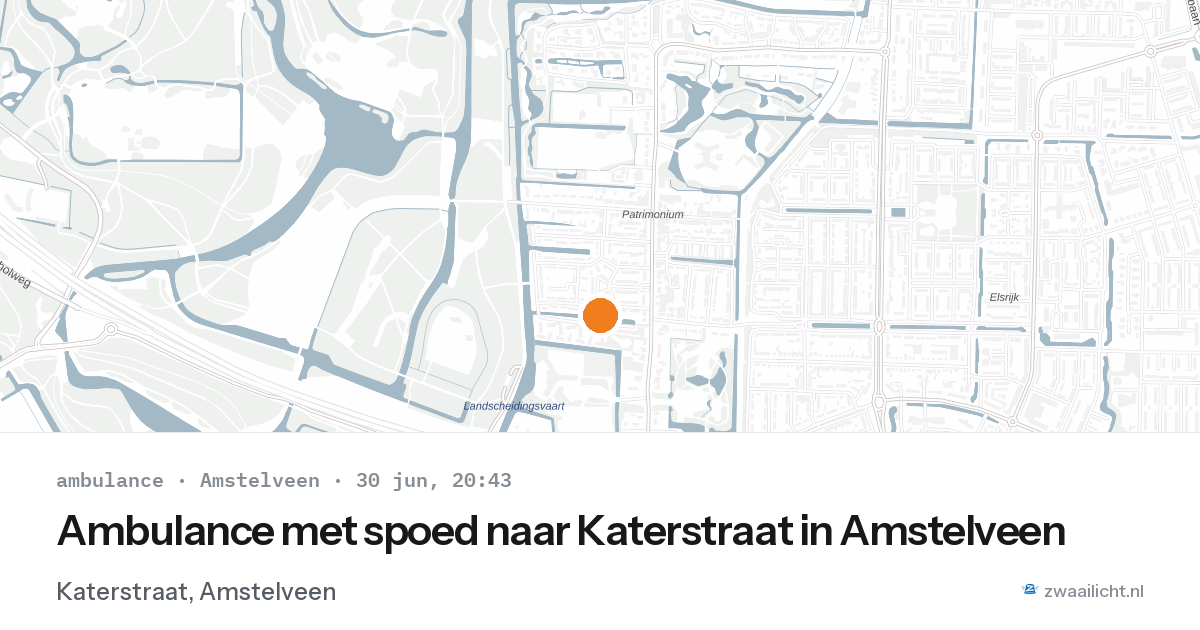 Ambulance met spoed naar Katerstraat in Amstelveen — 30 jun 2026