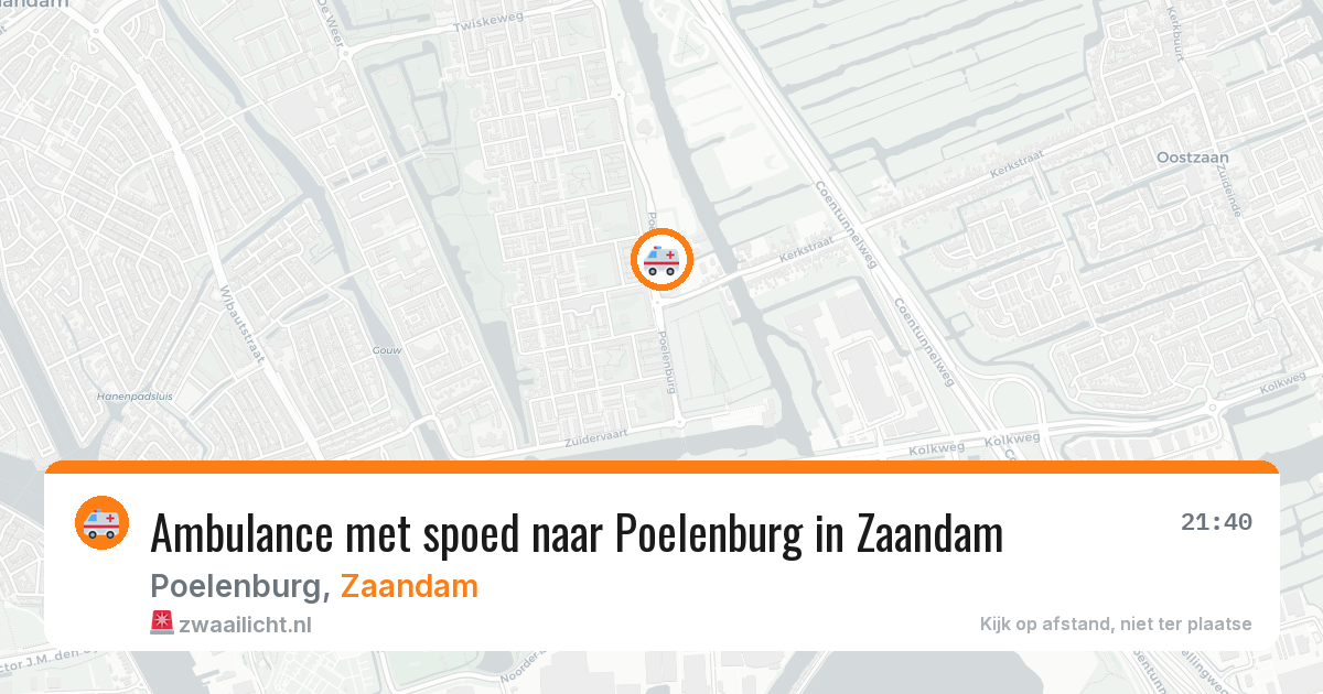 Ambulance met spoed naar Poelenburg in Zaandam — 10 aug 2026