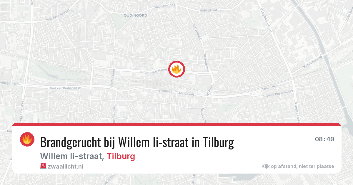 Brandgerucht bij Willem Ii-straat in Tilburg — 12 mrt 2026