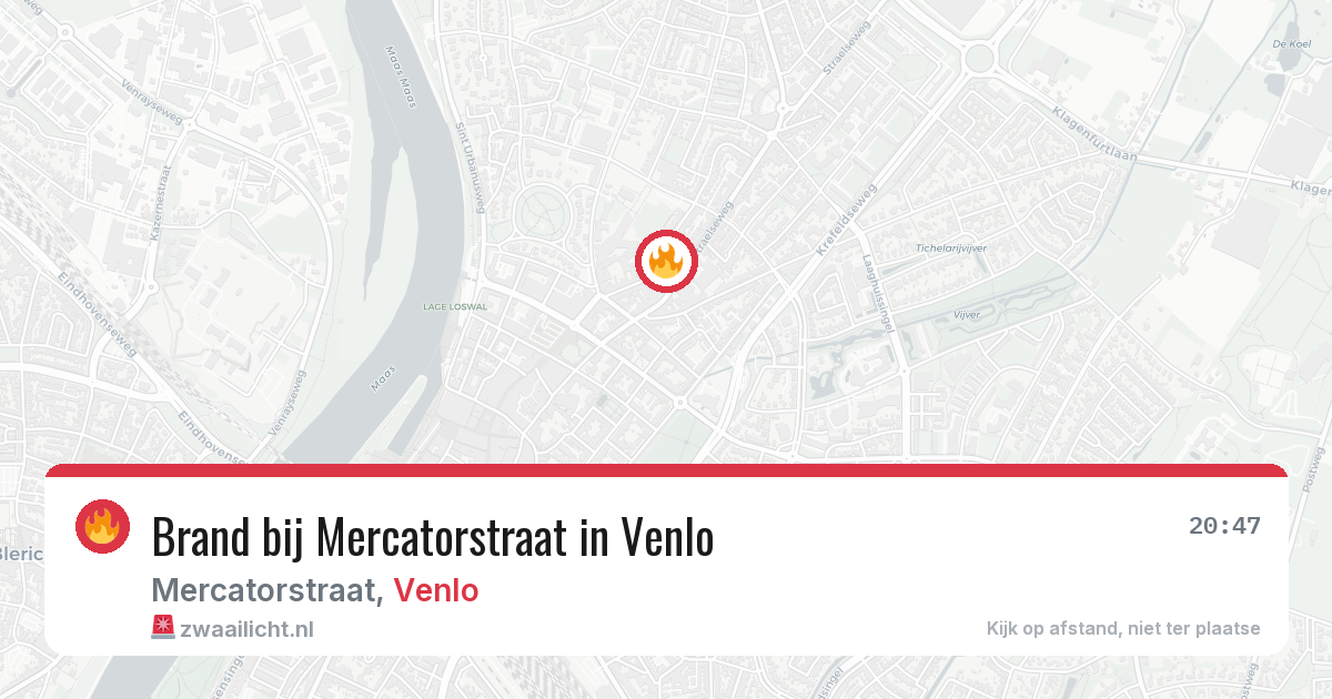 Brand bij Mercatorstraat in Venlo — 7 aug 2026