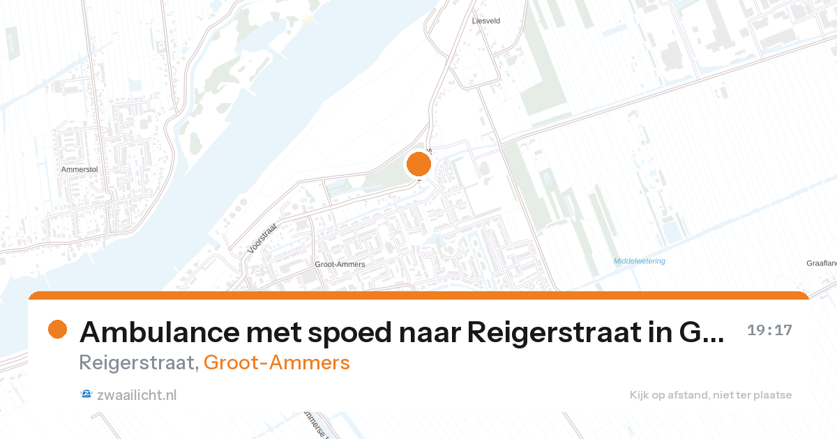 Ambulance met spoed naar Reigerstraat in Groot-Ammers — 27 aug 2026