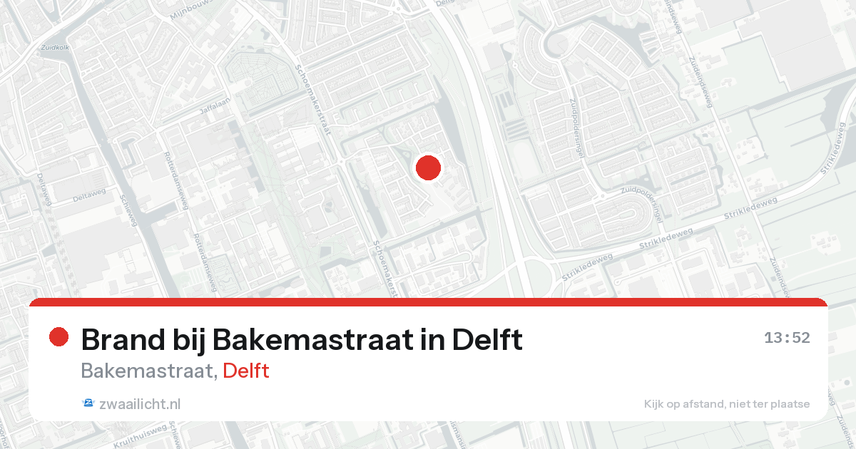 Brand bij Bakemastraat in Delft — 16 aug 2026