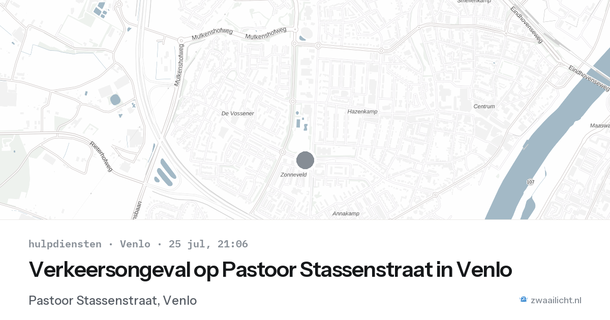 Verkeersongeval op Pastoor Stassenstraat in Venlo — 25 jul 2026