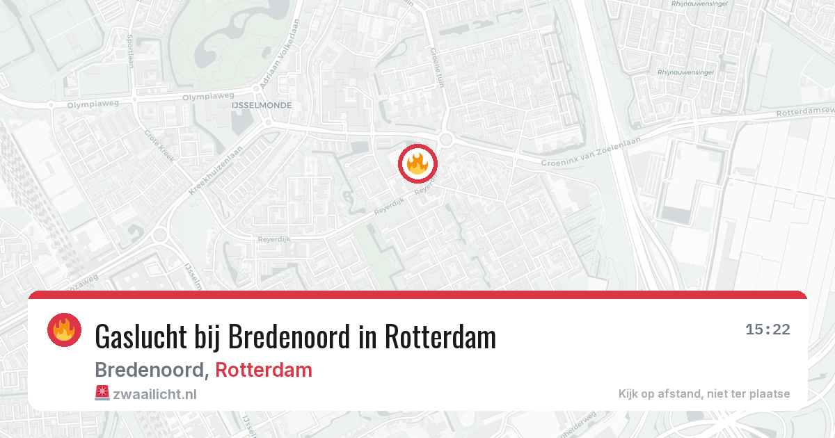 Gaslucht bij Bredenoord in Rotterdam — 31 jul 2026