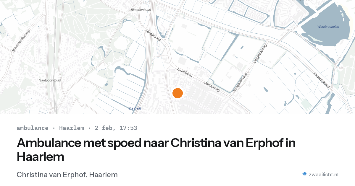 Ambulance met spoed naar Christina van Erphof in Haarlem — 2 feb 2026