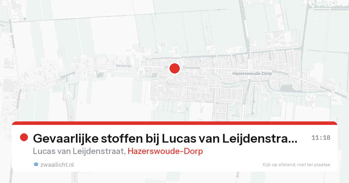 Gevaarlijke stoffen bij Lucas van Leijdenstraat in Hazerswoude-Dorp — 24 aug 2026