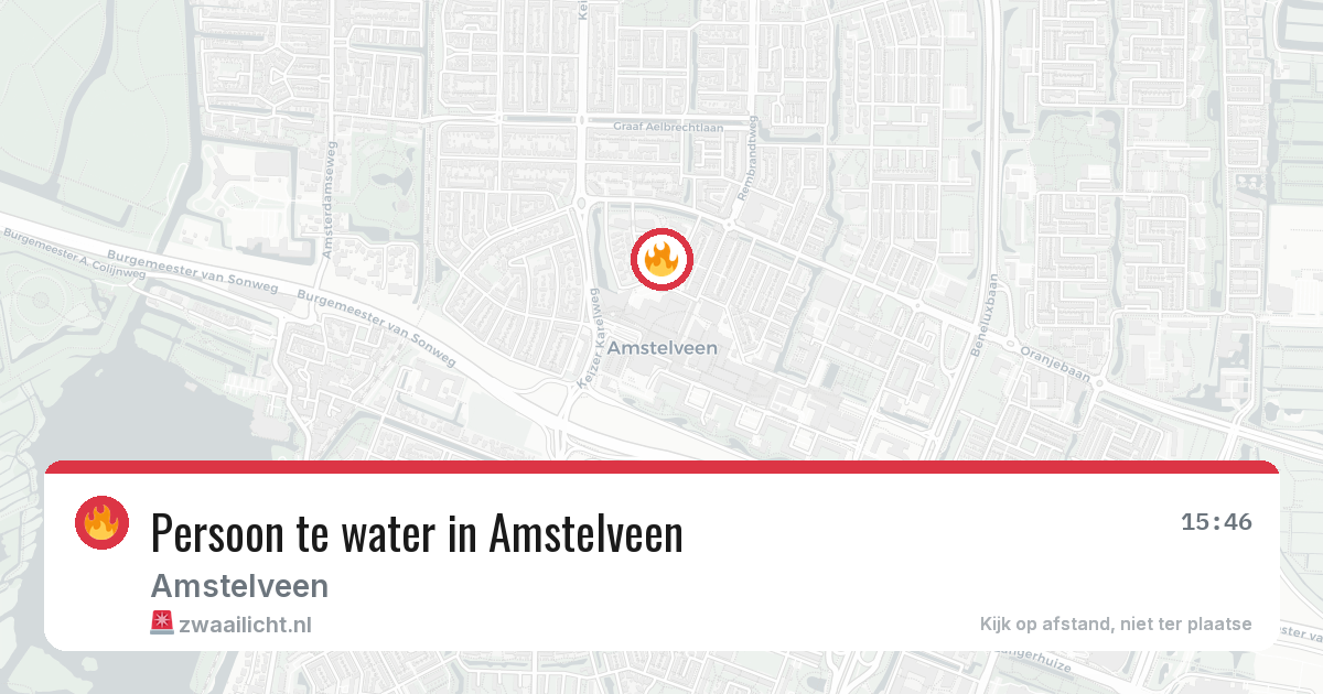 Persoon te water in Amstelveen — 26 jun 2026