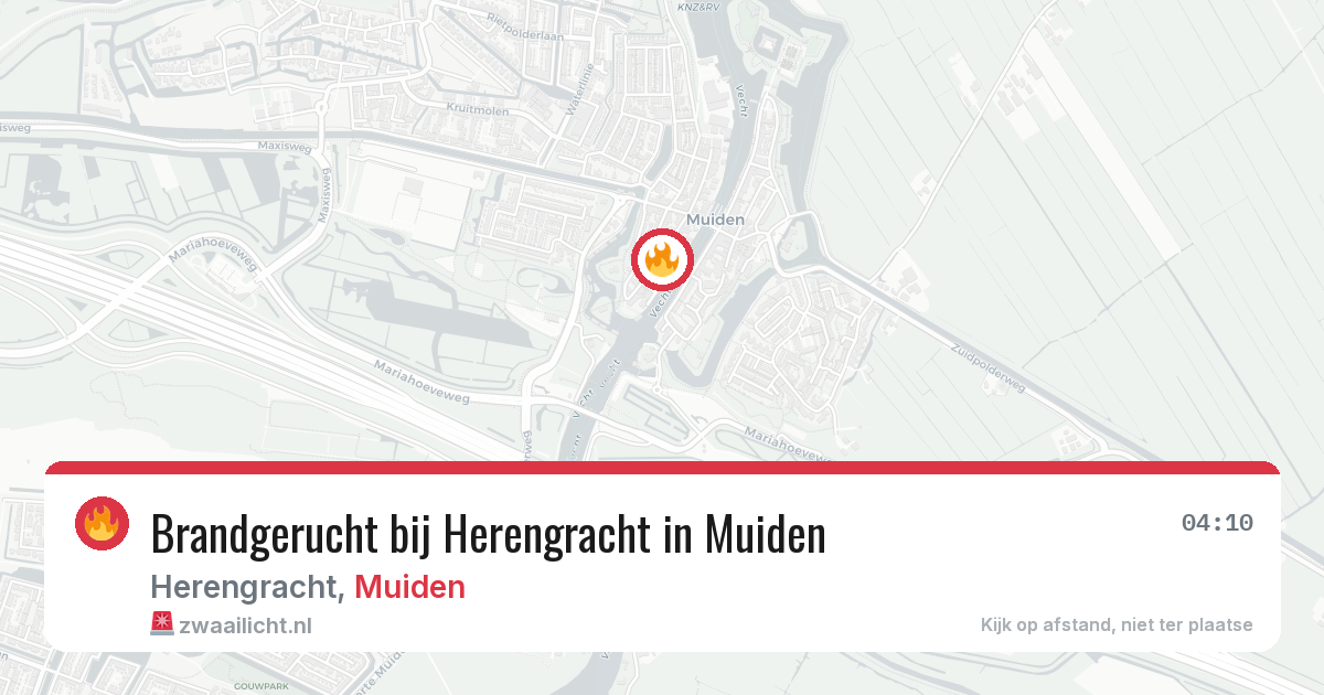 Brandgerucht bij Herengracht in Muiden — 1 aug 2026