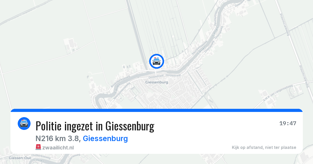 Politie ingezet in Giessenburg — 26 jul 2026 | 🚨 Zwaailicht.nl