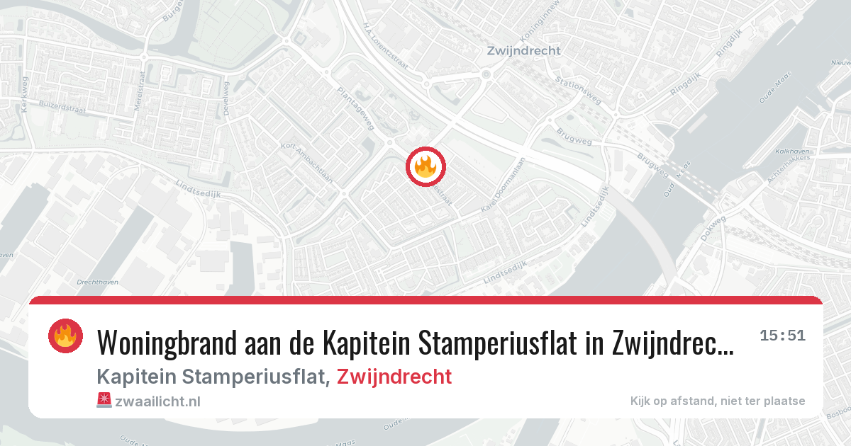Woningbrand aan de Kapitein Stamperiusflat in Zwijndrecht — 13 aug 2026
