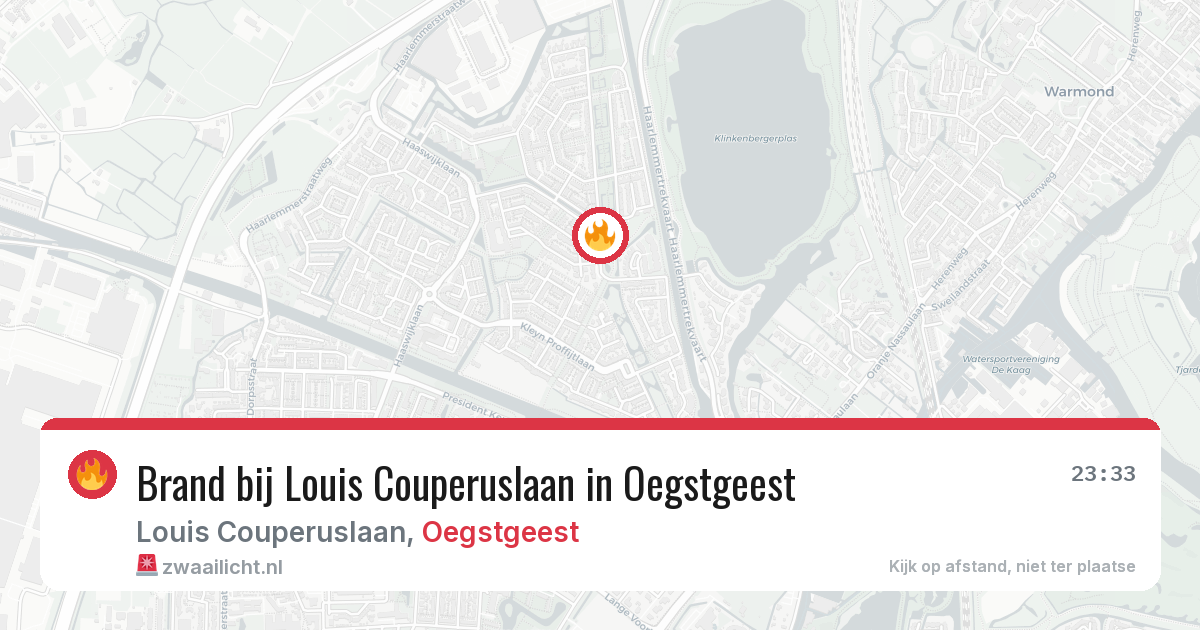 Brand bij Louis Couperuslaan in Oegstgeest — 23 apr 2026