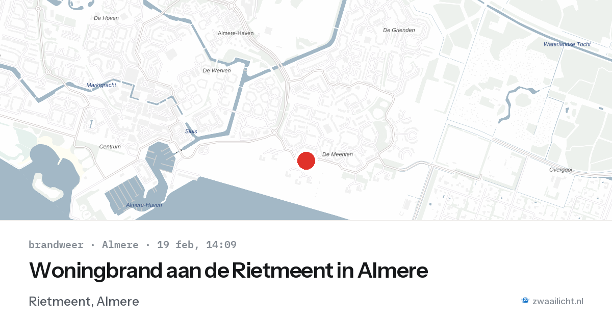 Woningbrand aan de Rietmeent in Almere — 19 feb 2026