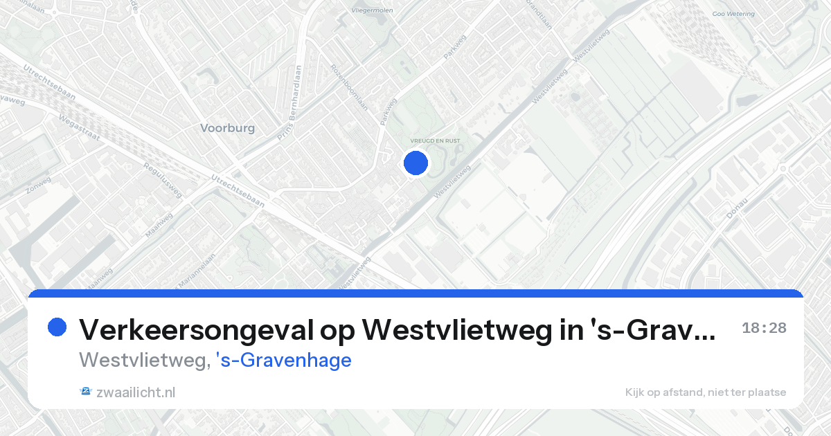 Verkeersongeval op Westvlietweg in 's-Gravenhage — 18 aug 2026