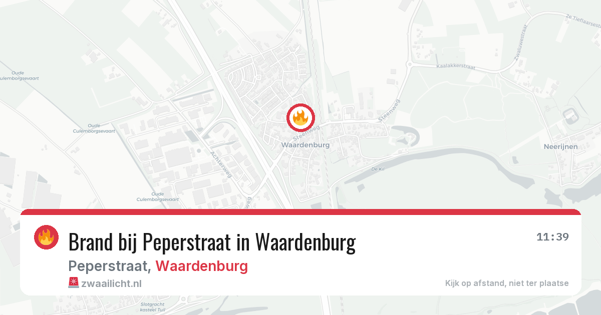 Brand bij Peperstraat in Waardenburg — 12 mrt 2026