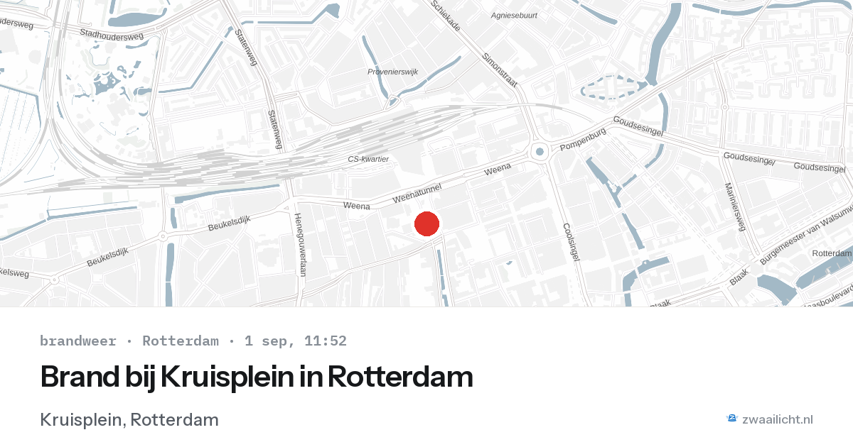 Brand bij Kruisplein in Rotterdam — 1 sep 2026