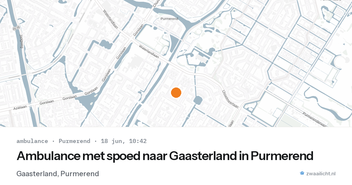 Ambulance met spoed naar Gaasterland in Purmerend — 18 jun 2026