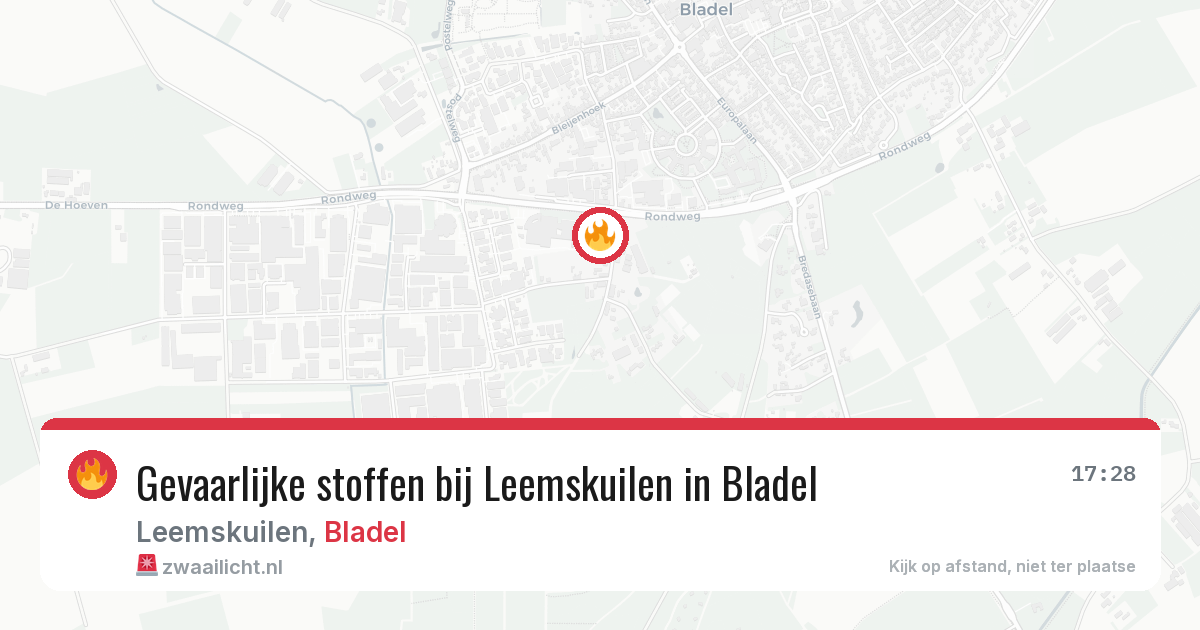 Gevaarlijke stoffen bij Leemskuilen in Bladel — 21 mei 2026