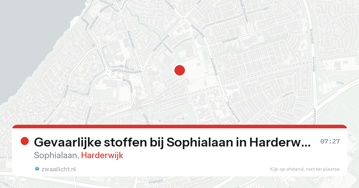 Gevaarlijke stoffen bij Sophialaan in Harderwijk — 20 aug 2026