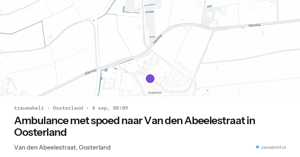 Ambulance met spoed naar Van den Abeelestraat in Oosterland — 4 sep 2026