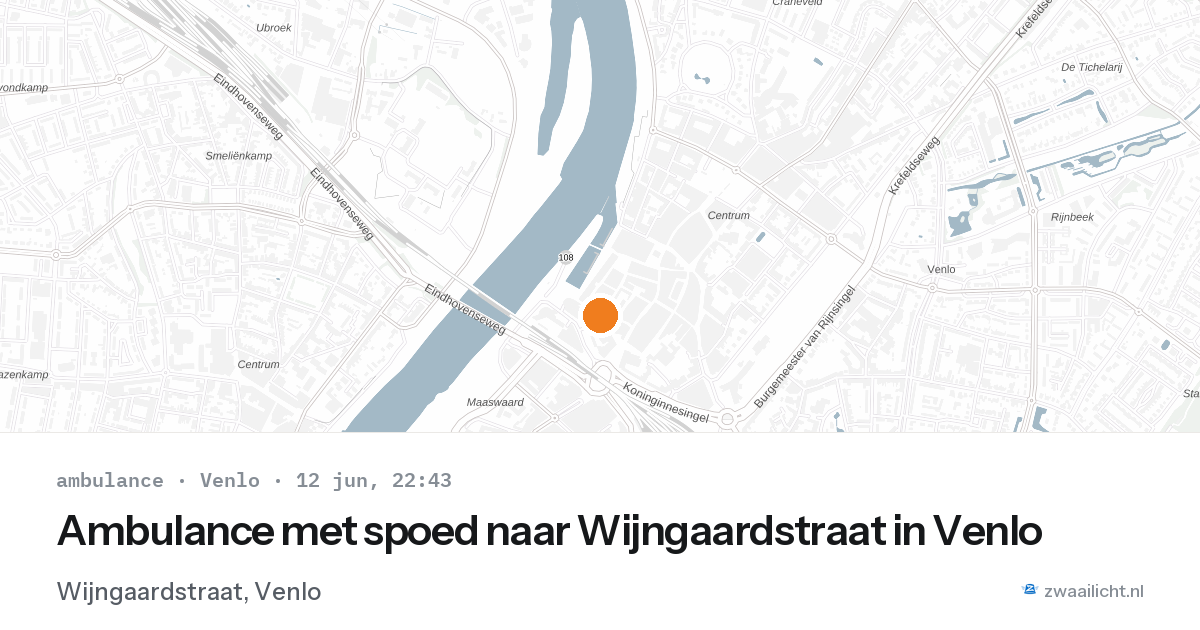 Ambulance met spoed naar Wijngaardstraat in Venlo — 12 jun 2026