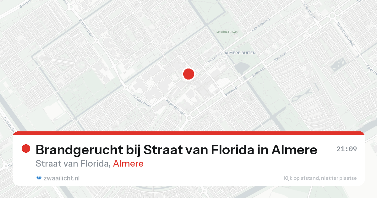 Brandgerucht bij Straat van Florida in Almere — 17 aug 2026