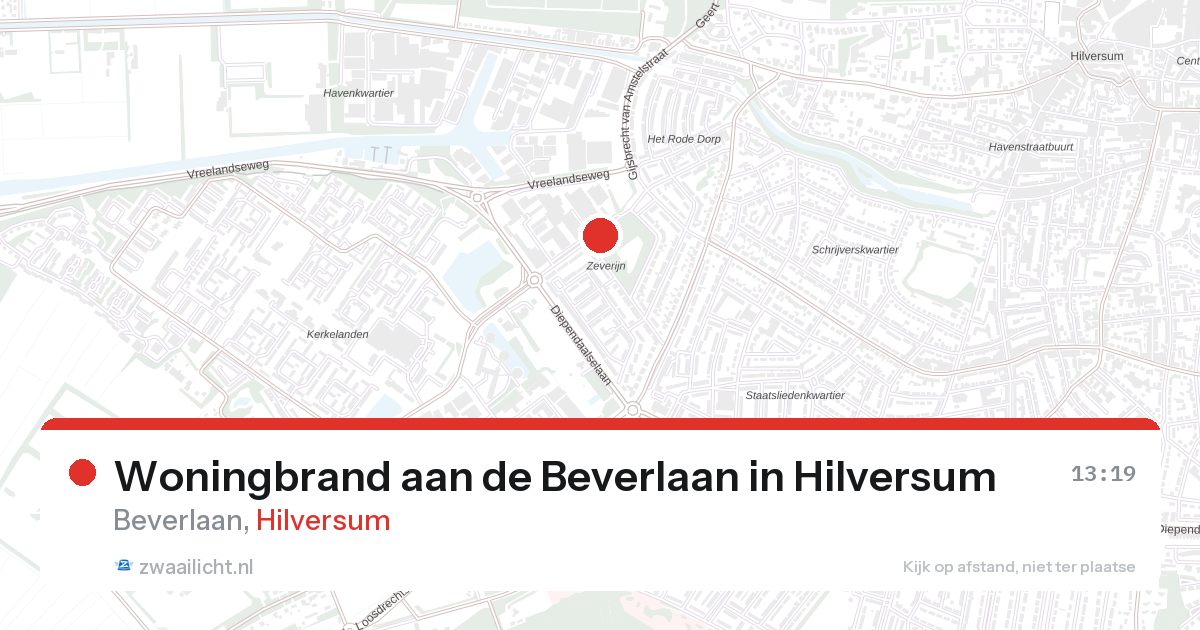 Woningbrand aan de Beverlaan in Hilversum — 26 aug 2026