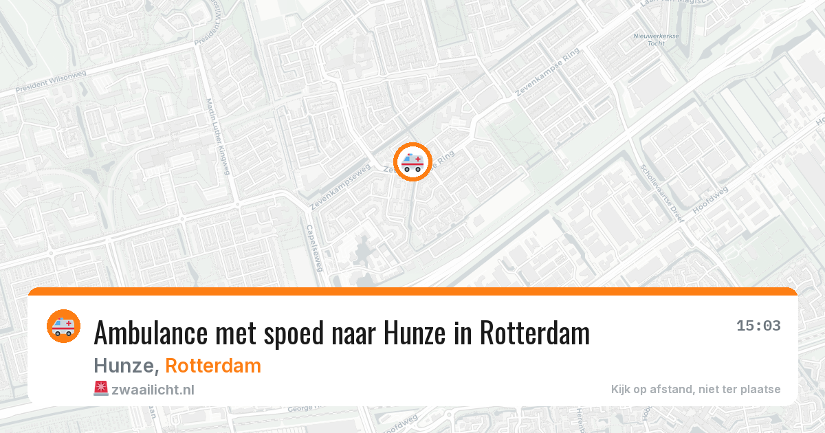 Ambulance met spoed naar Hunze in Rotterdam — 15 mei 2026