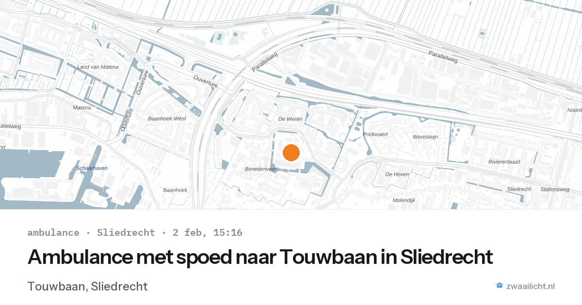 Ambulance met spoed naar Touwbaan in Sliedrecht — 2 feb 2026