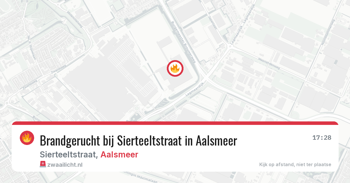 Brandgerucht bij Sierteeltstraat in Aalsmeer — 9 jun 2026