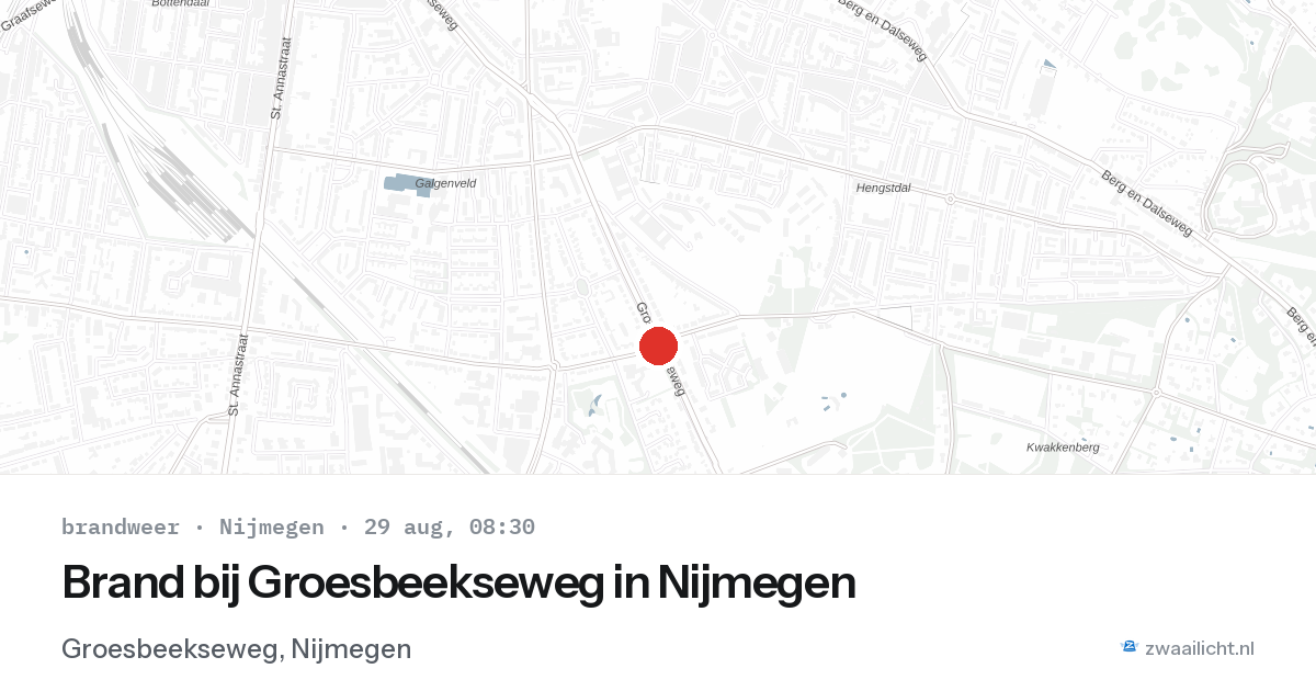 Brand bij Groesbeekseweg in Nijmegen — 29 aug 2026