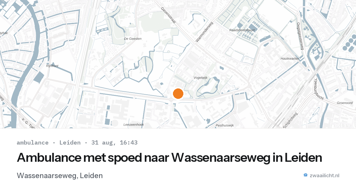 Ambulance met spoed naar Wassenaarseweg in Leiden — 31 aug 2026