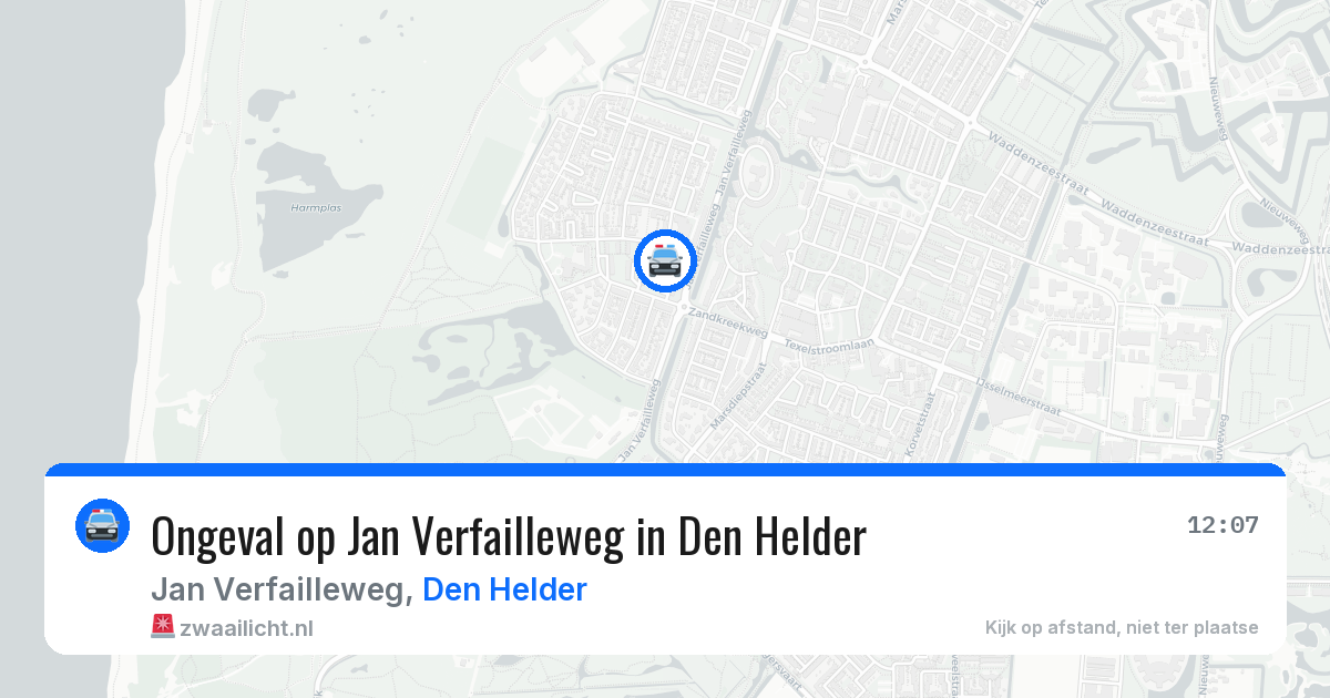 Ongeval op Jan Verfailleweg in Den Helder — 14 aug 2026