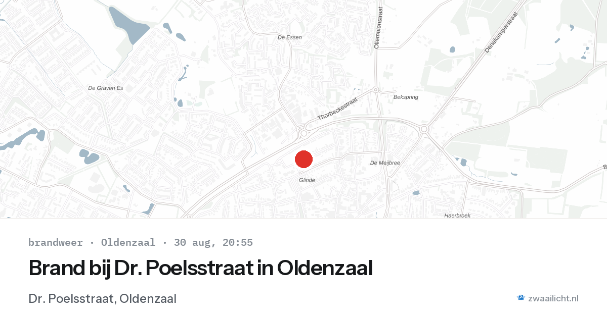Brand bij Dr. Poelsstraat in Oldenzaal — 30 aug 2026