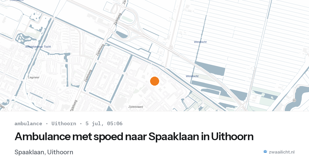 Ambulance met spoed naar Spaaklaan in Uithoorn — 5 jul 2026