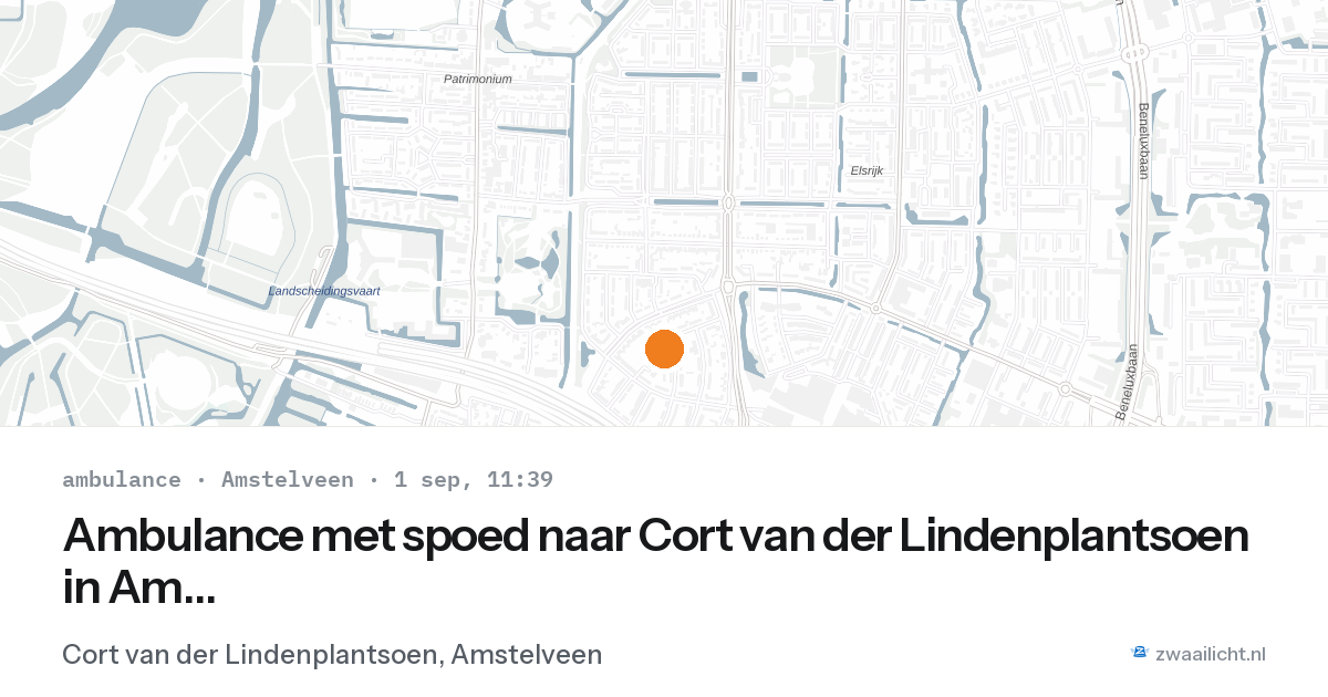 Ambulance met spoed naar Cort van der Lindenplantsoen in Amstelveen — 1 sep 2026