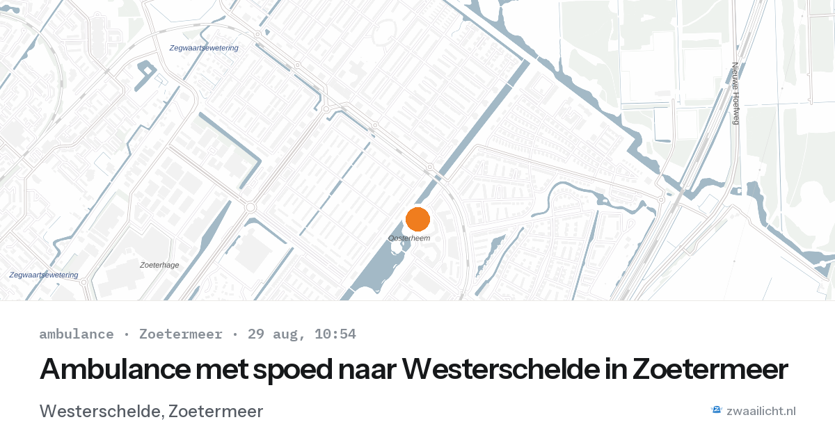 Ambulance met spoed naar Westerschelde in Zoetermeer — 29 aug 2026