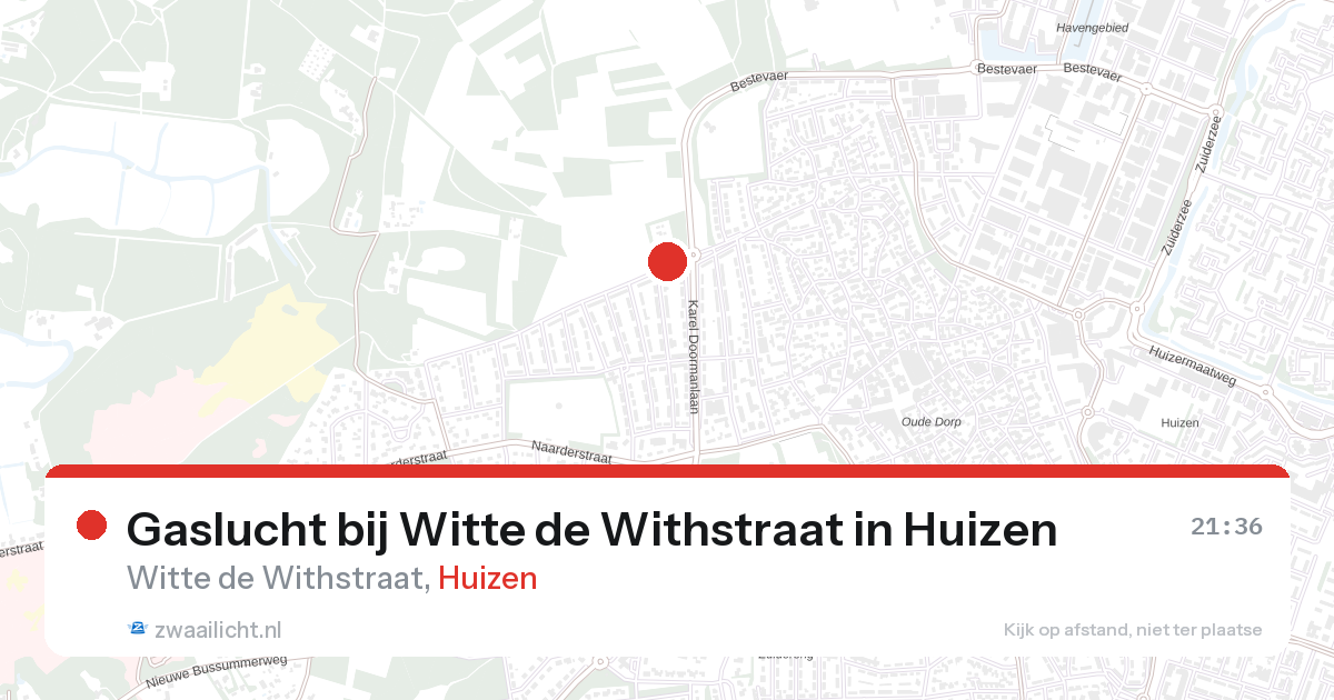 Gaslucht bij Witte de Withstraat in Huizen — 21 apr 2026