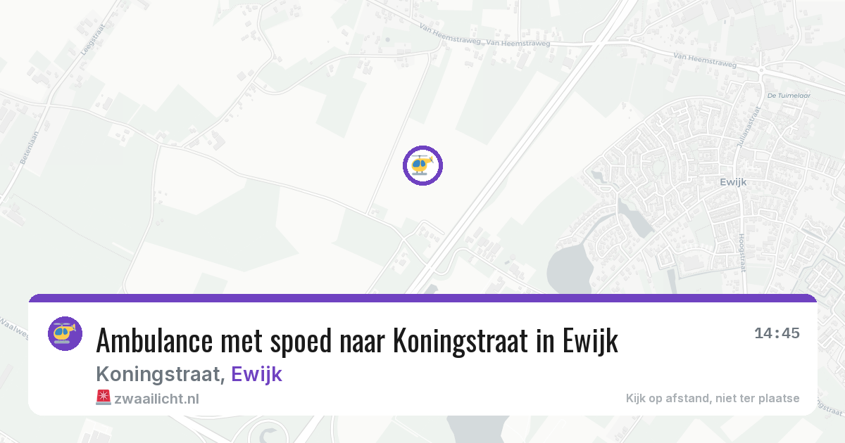Ambulance met spoed naar Koningstraat in Ewijk — 5 aug 2026