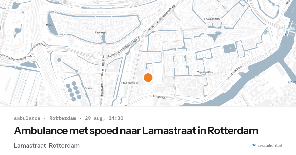 Ambulance met spoed naar Lamastraat in Rotterdam — 29 aug 2026