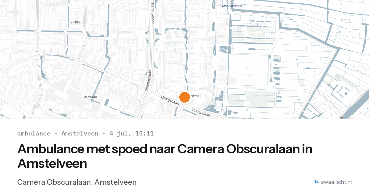 Ambulance met spoed naar Camera Obscuralaan in Amstelveen — 4 jul 2026